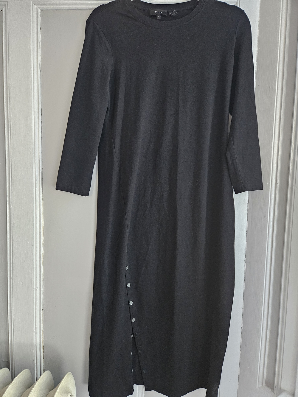 Theory Black Long Sleeve Maxi Dress Sz L